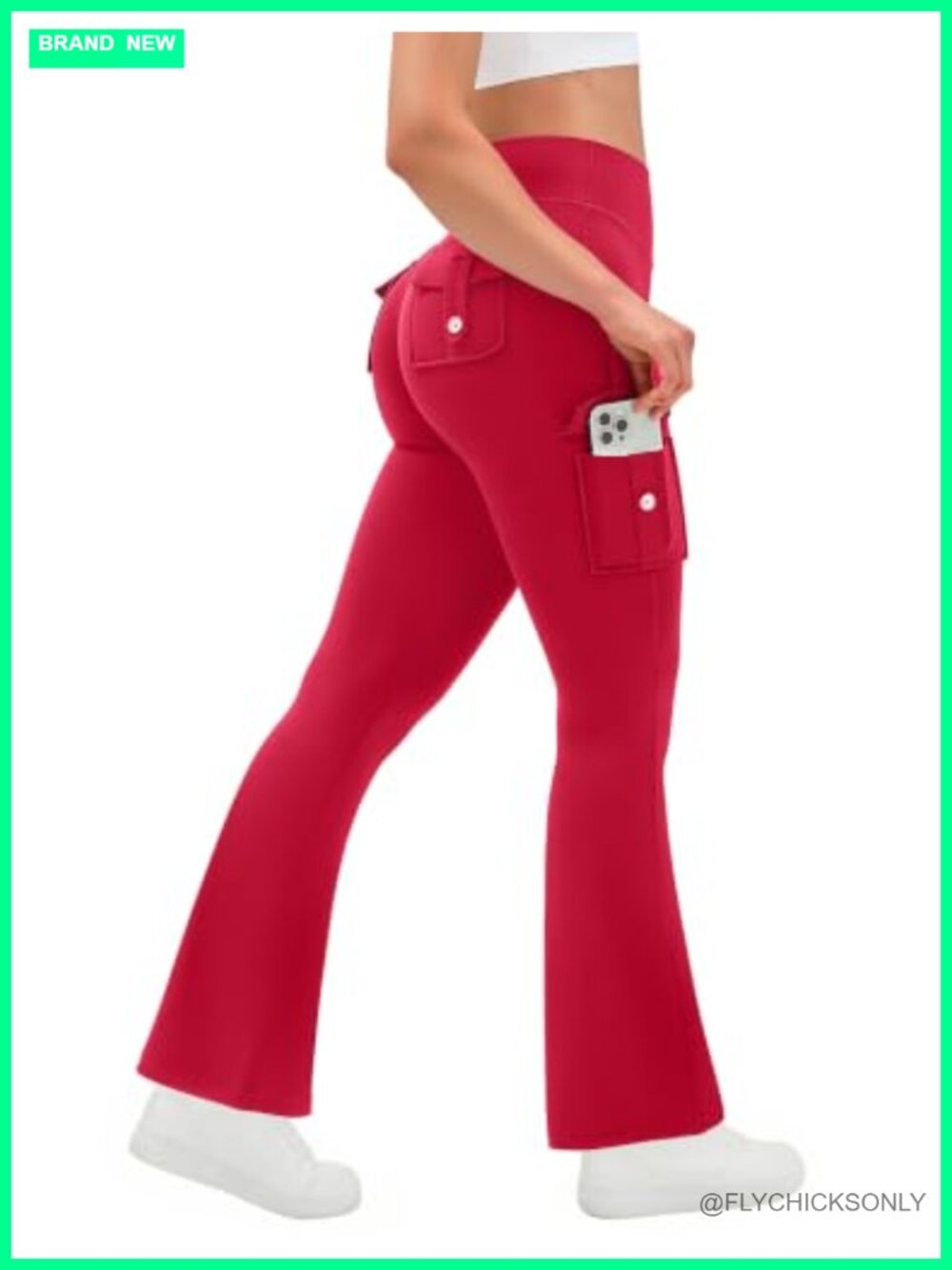 Flare Yoga Pants Cargo Pockets Butt Lifting Tummy Control Leggings